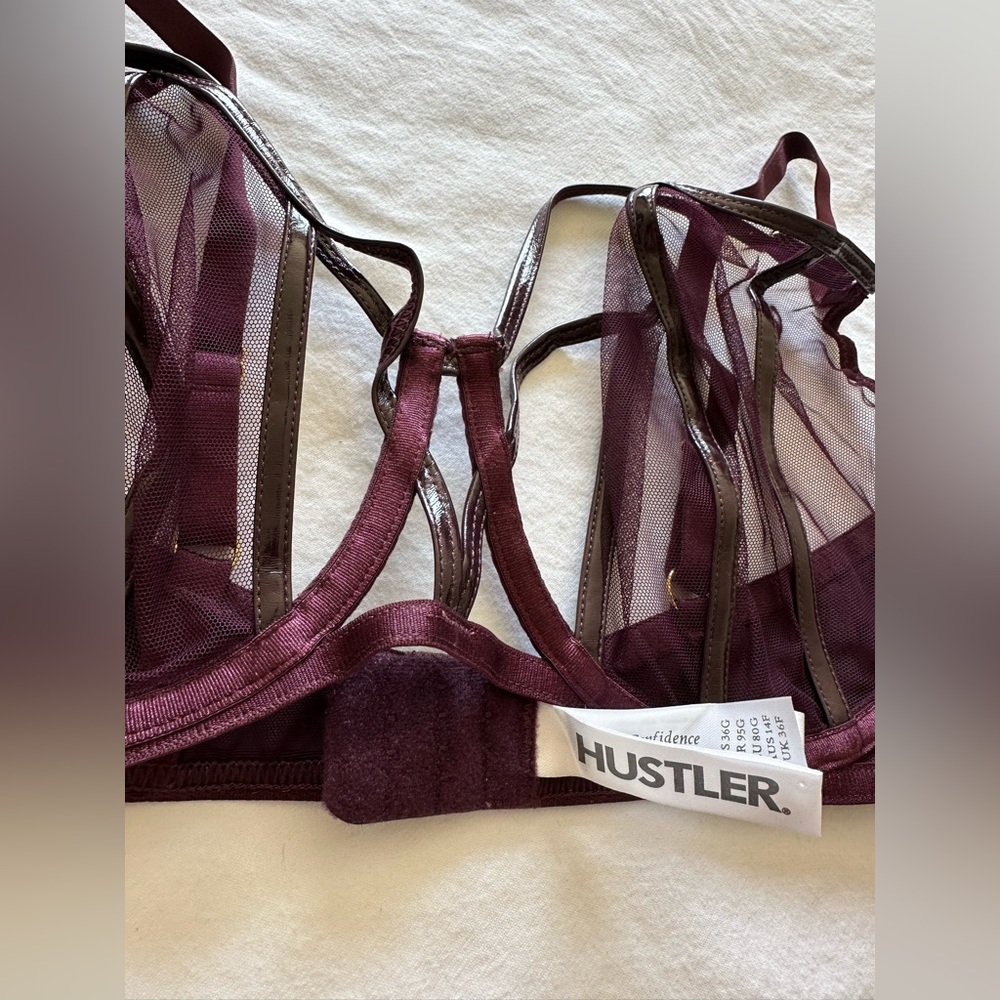 NWOT Hustler Kelly PVC Wine Sheer Bra - Picture 3 of 5